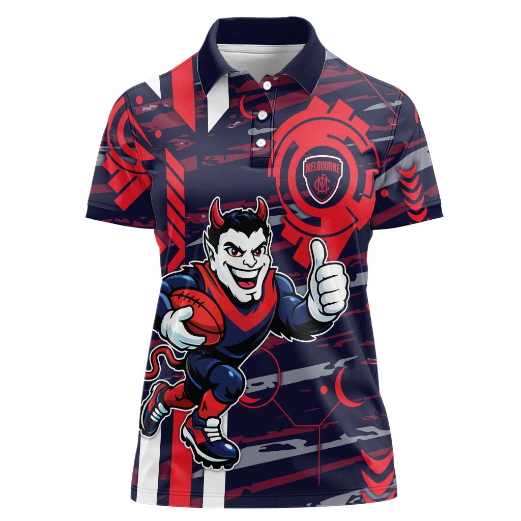 Melbourne Demons Women Polo Shirt Mascot Cartoon Football Illustration Style