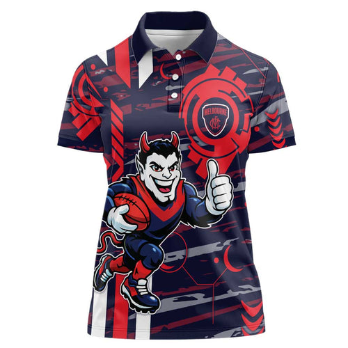 Melbourne Demons Women Polo Shirt Mascot Cartoon Football Illustration Style
