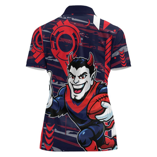 Melbourne Demons Women Polo Shirt Mascot Cartoon Football Illustration Style