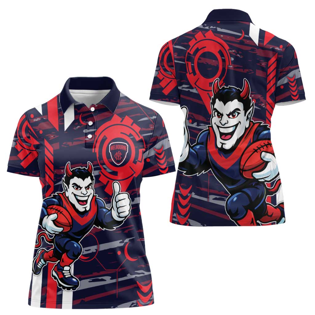 Melbourne Demons Women Polo Shirt Mascot Cartoon Football Illustration Style