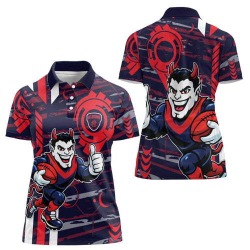 Melbourne Demons Women Polo Shirt Mascot Cartoon Football Illustration Style
