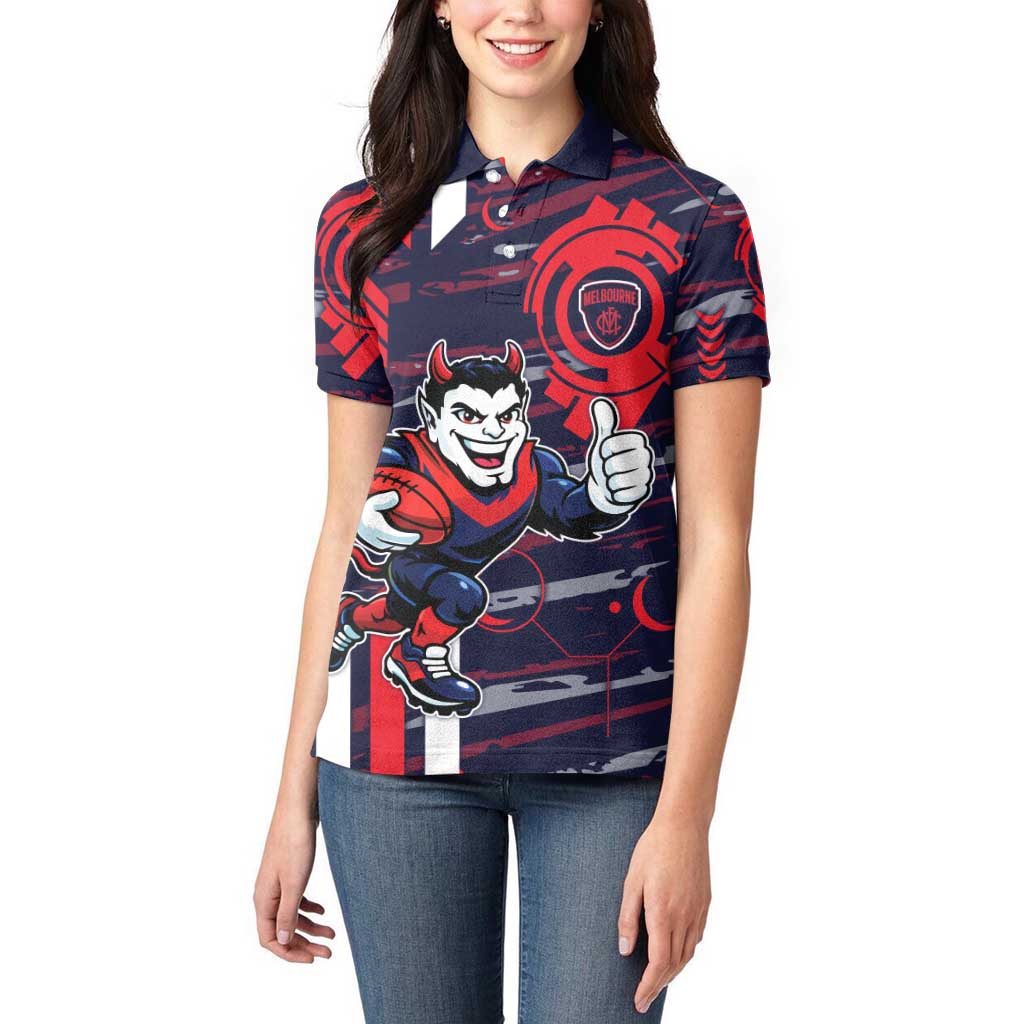 Melbourne Demons Women Polo Shirt Mascot Cartoon Football Illustration Style