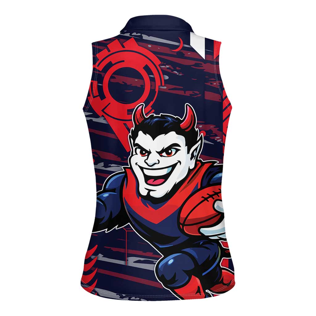 Melbourne Demons Women Sleeveless Polo Shirt Mascot Cartoon Football Illustration Style