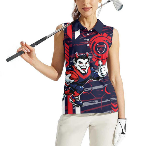 Melbourne Demons Women Sleeveless Polo Shirt Mascot Cartoon Football Illustration Style