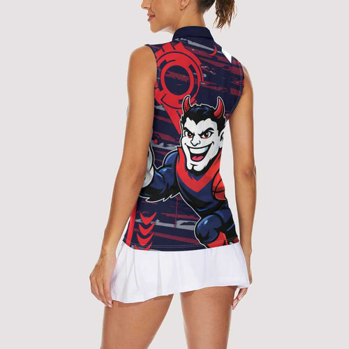 Melbourne Demons Women Sleeveless Polo Shirt Mascot Cartoon Football Illustration Style