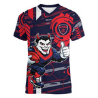Melbourne Demons Women V-Neck T-Shirt Mascot Cartoon Football Illustration Style
