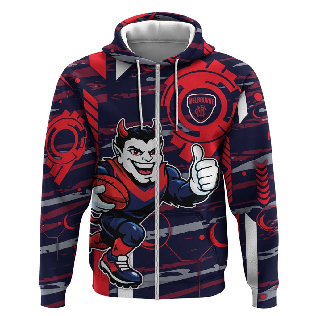 Melbourne Demons Zip Hoodie Mascot Cartoon Football Illustration Style