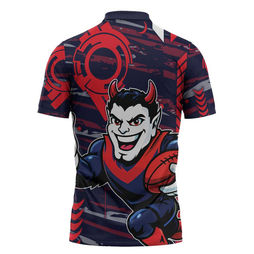 Melbourne Demons Zipper Polo Shirt Mascot Cartoon Football Illustration Style