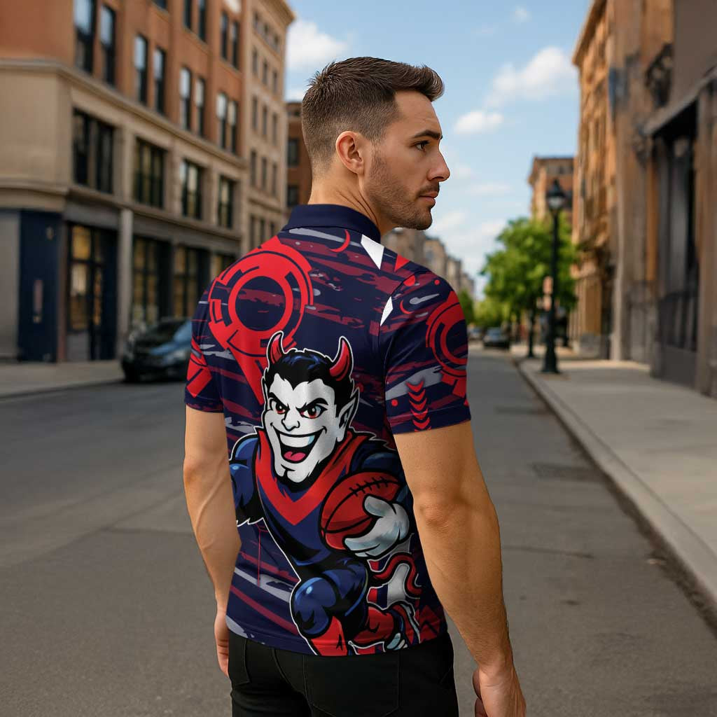 Melbourne Demons Zipper Polo Shirt Mascot Cartoon Football Illustration Style