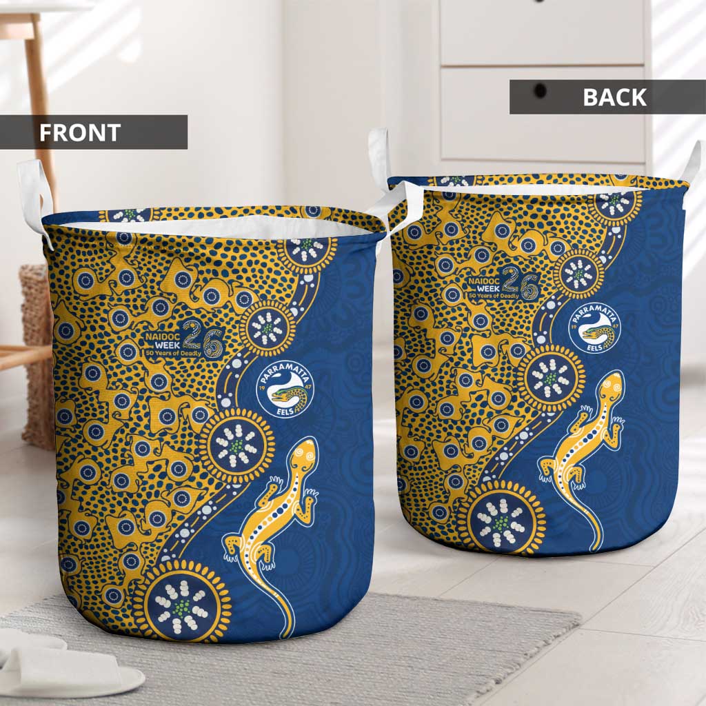 Parramatta Eels NAIDOC Week 2026 Laundry Basket Aboriginal Lizard Dot Painting - 50 Years of Deadly