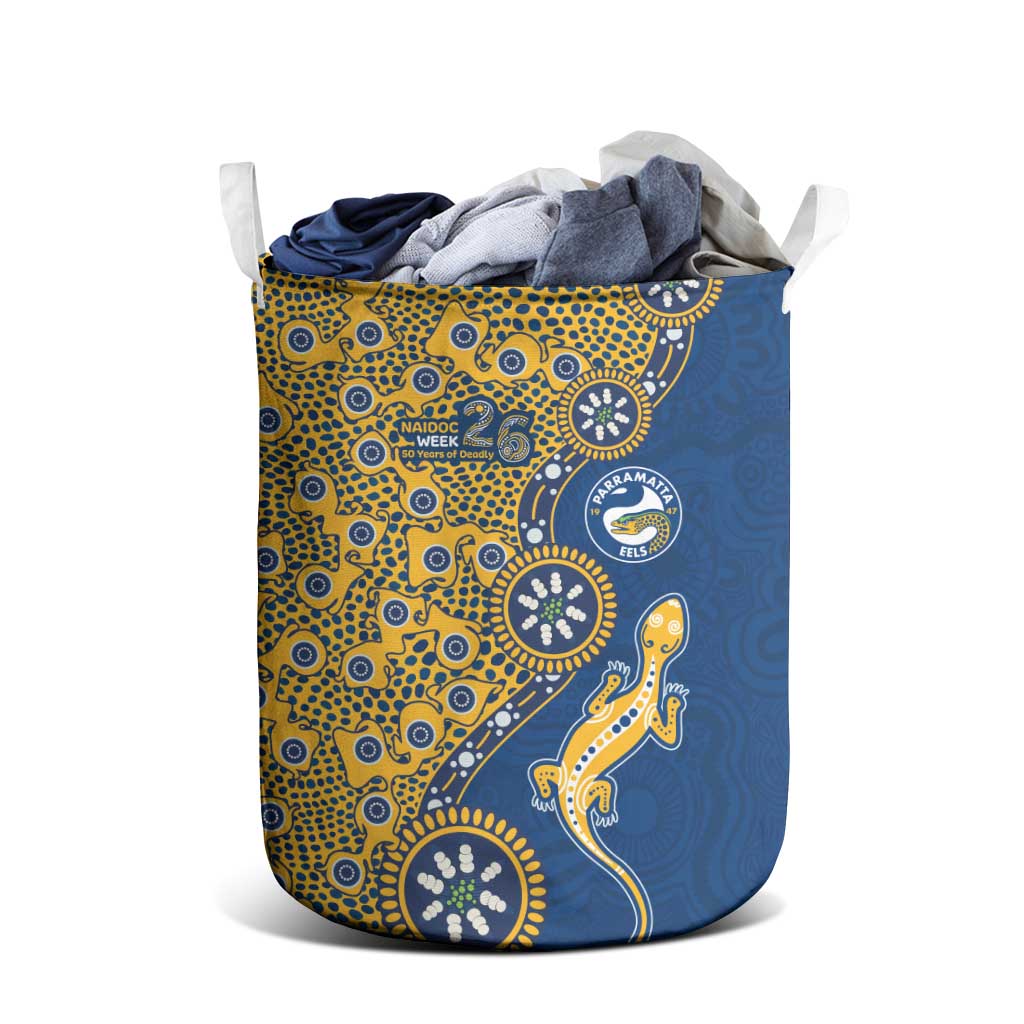 Parramatta Eels NAIDOC Week 2026 Laundry Basket Aboriginal Lizard Dot Painting - 50 Years of Deadly