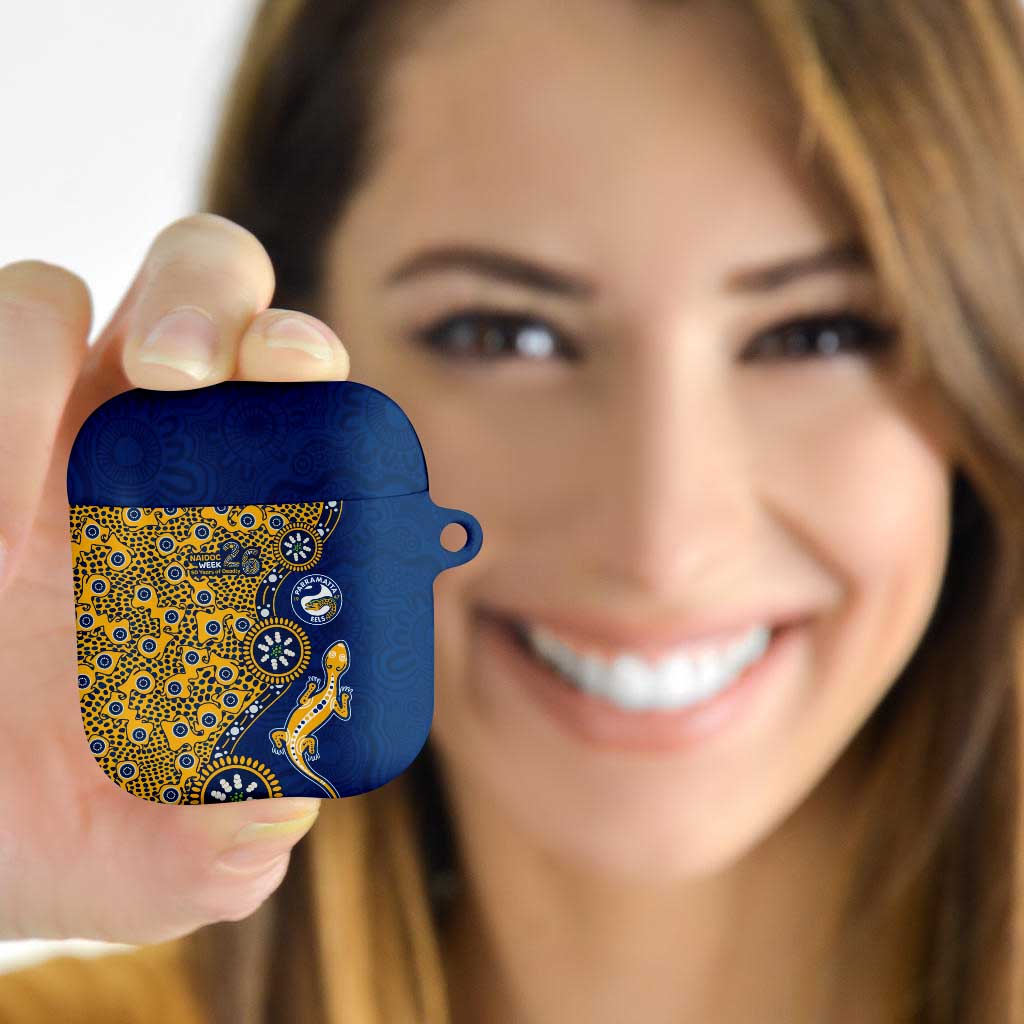 Parramatta Eels NAIDOC Week 2026 AirPods Case Aboriginal Lizard Dot Painting - 50 Years of Deadly
