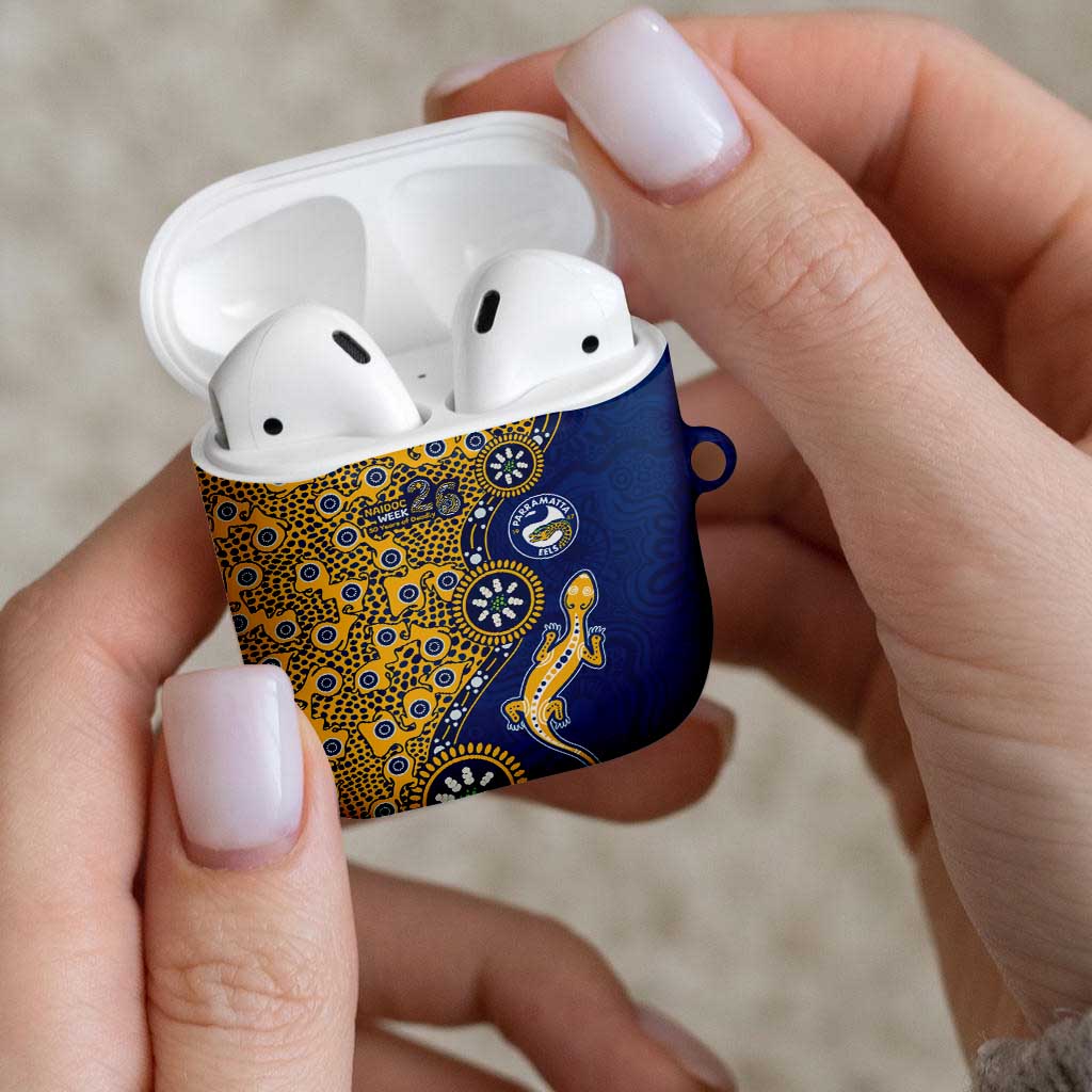 Parramatta Eels NAIDOC Week 2026 AirPods Case Aboriginal Lizard Dot Painting - 50 Years of Deadly
