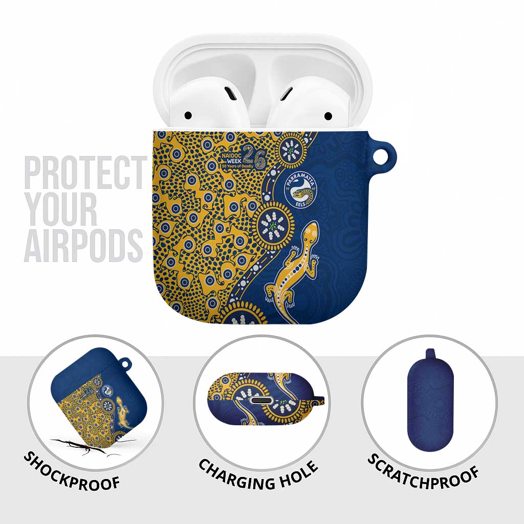 Parramatta Eels NAIDOC Week 2026 AirPods Case Aboriginal Lizard Dot Painting - 50 Years of Deadly