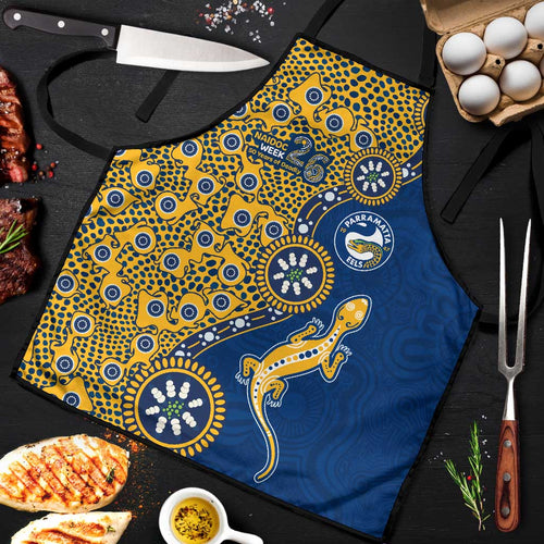 Parramatta Eels NAIDOC Week 2026 Apron Aboriginal Lizard Dot Painting - 50 Years of Deadly