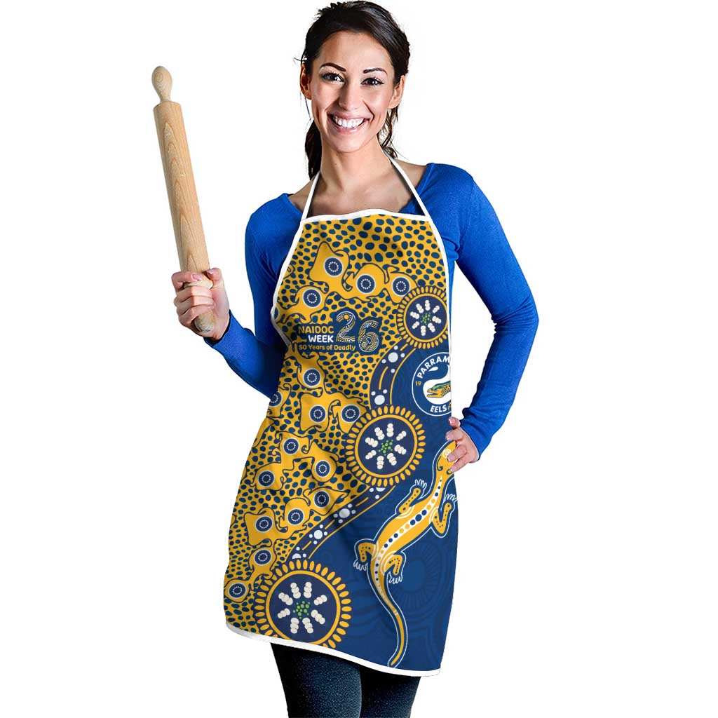 Parramatta Eels NAIDOC Week 2026 Apron Aboriginal Lizard Dot Painting - 50 Years of Deadly