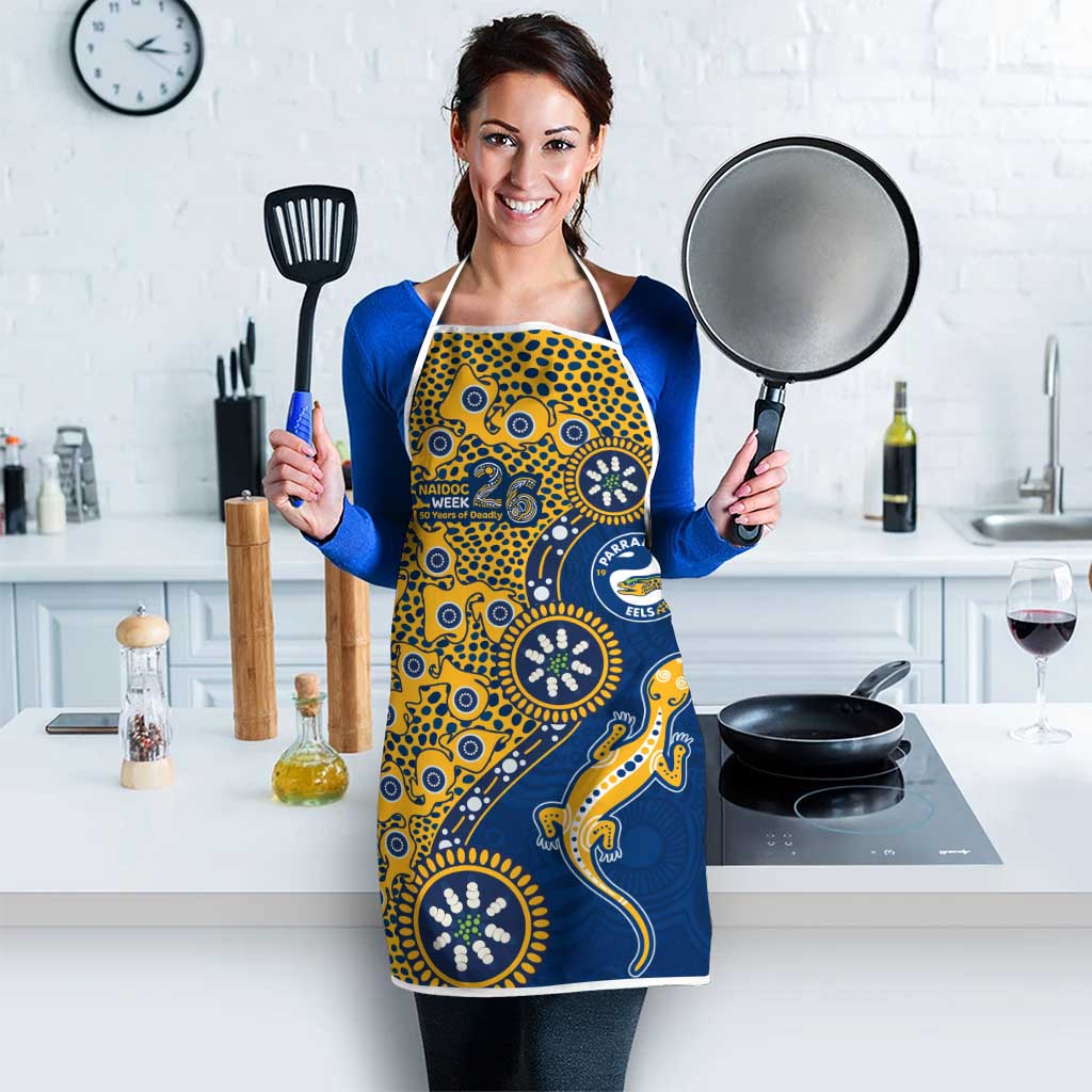 Parramatta Eels NAIDOC Week 2026 Apron Aboriginal Lizard Dot Painting - 50 Years of Deadly