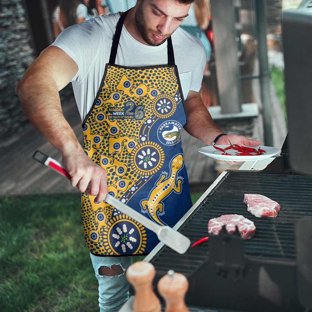 Parramatta Eels NAIDOC Week 2026 Apron Aboriginal Lizard Dot Painting - 50 Years of Deadly
