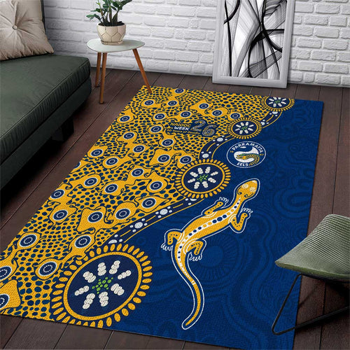 Parramatta Eels NAIDOC Week 2026 Area Rug Aboriginal Lizard Dot Painting - 50 Years of Deadly