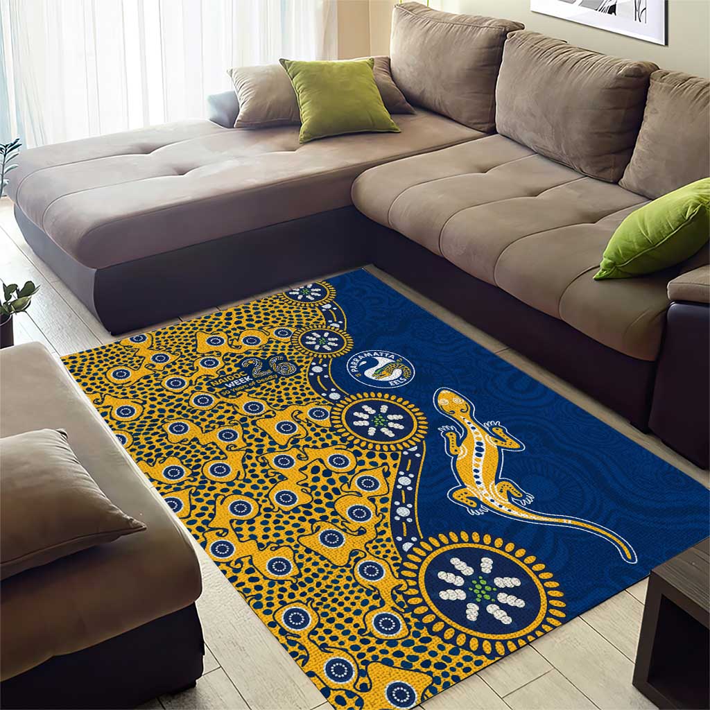 Parramatta Eels NAIDOC Week 2026 Area Rug Aboriginal Lizard Dot Painting - 50 Years of Deadly