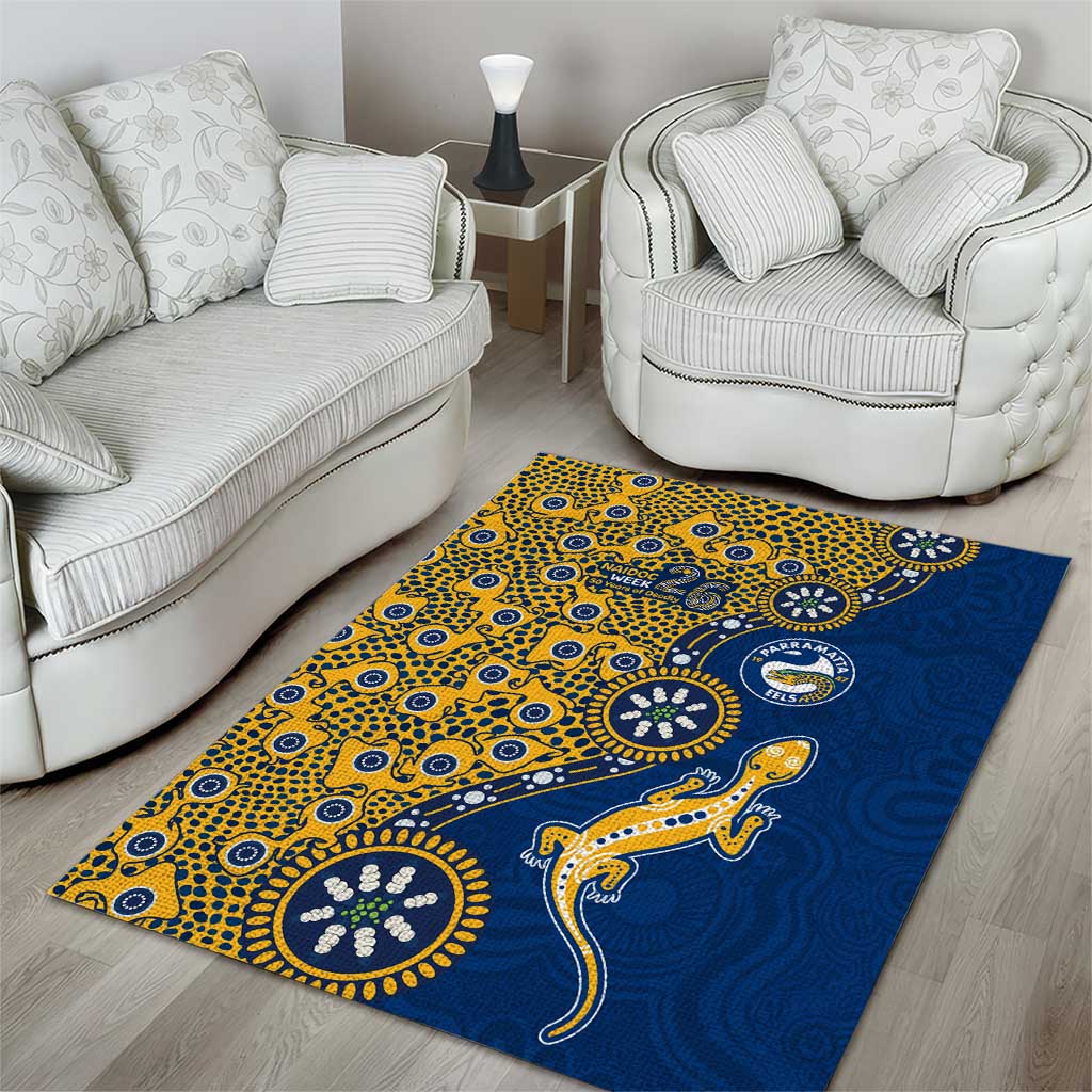 Parramatta Eels NAIDOC Week 2026 Area Rug Aboriginal Lizard Dot Painting - 50 Years of Deadly