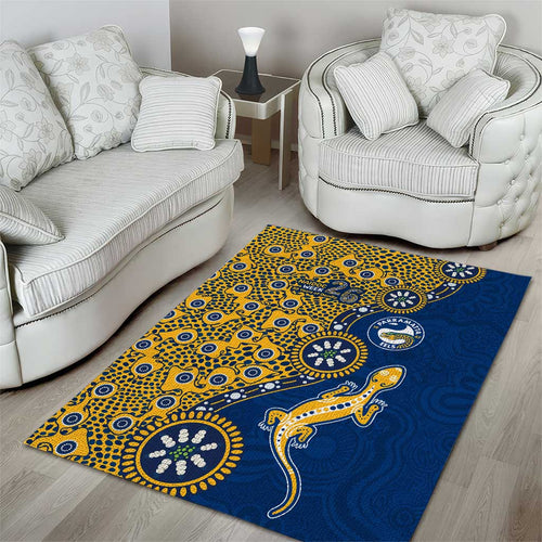 Parramatta Eels NAIDOC Week 2026 Area Rug Aboriginal Lizard Dot Painting - 50 Years of Deadly
