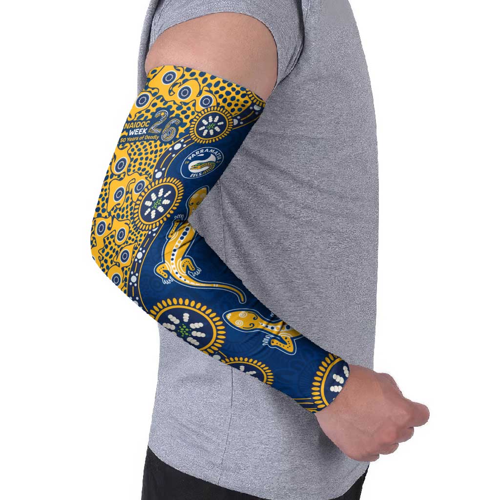 Parramatta Eels NAIDOC Week 2026 Arm Sleeves Aboriginal Lizard Dot Painting - 50 Years of Deadly