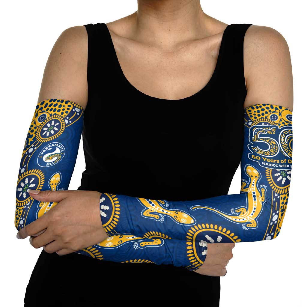 Parramatta Eels NAIDOC Week 2026 Arm Sleeves Aboriginal Lizard Dot Painting - 50 Years of Deadly
