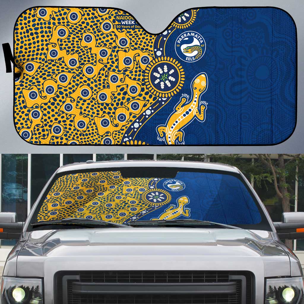 Parramatta Eels NAIDOC Week 2026 Auto Sun Shade Aboriginal Lizard Dot Painting - 50 Years of Deadly