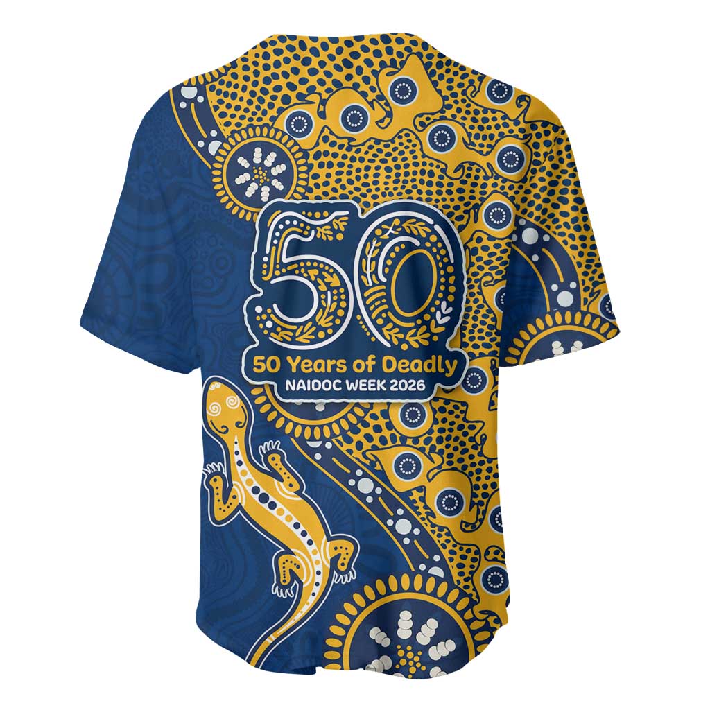 Parramatta Eels NAIDOC Week 2026 Baseball Jersey Aboriginal Lizard Dot Painting - 50 Years of Deadly