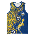 Parramatta Eels NAIDOC Week 2026 Basketball Jersey Aboriginal Lizard Dot Painting - 50 Years of Deadly