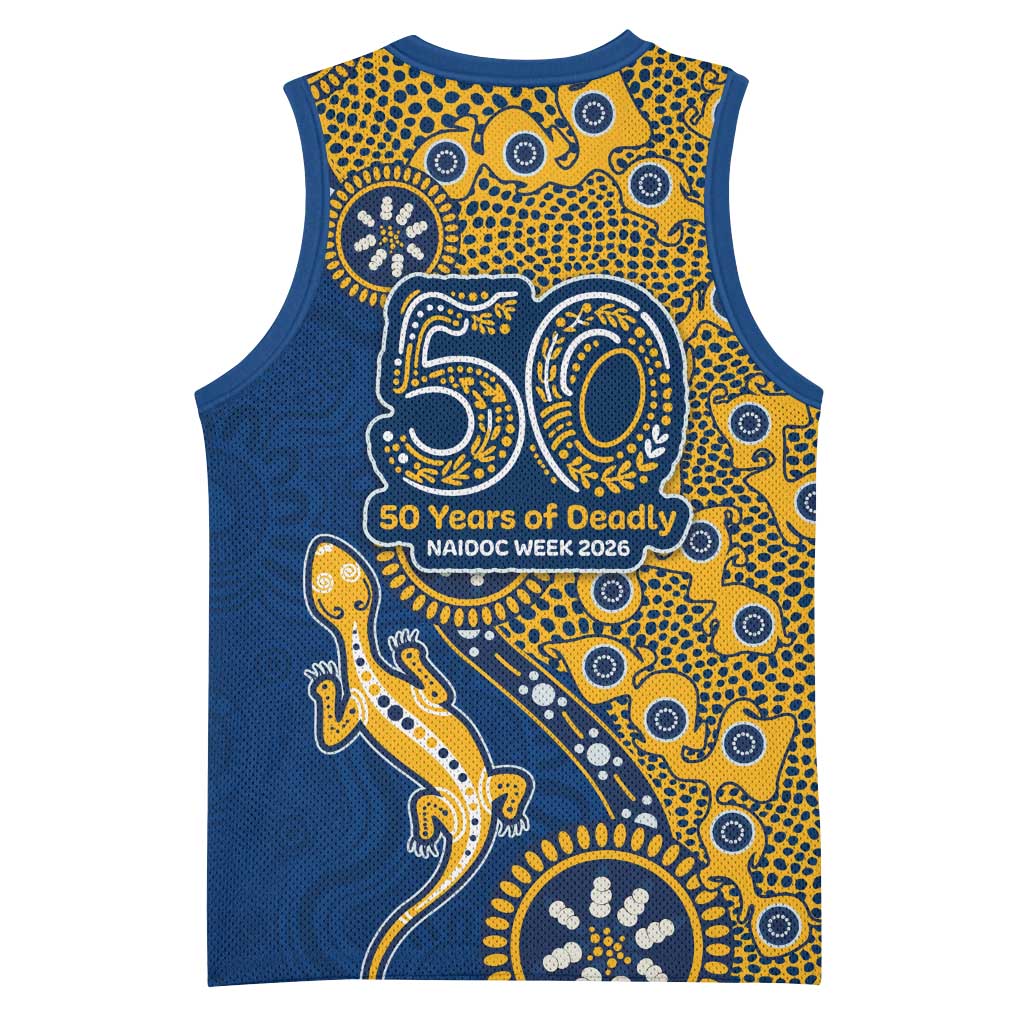 Parramatta Eels NAIDOC Week 2026 Basketball Jersey Aboriginal Lizard Dot Painting - 50 Years of Deadly