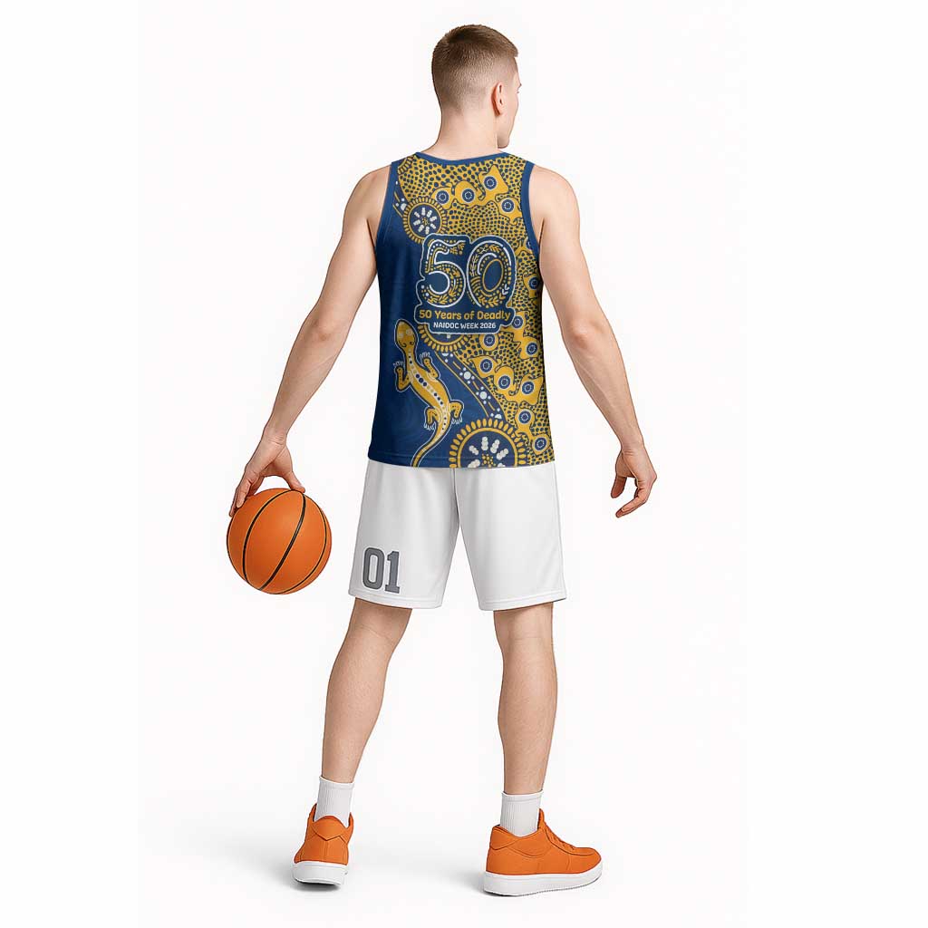 Parramatta Eels NAIDOC Week 2026 Basketball Jersey Aboriginal Lizard Dot Painting - 50 Years of Deadly