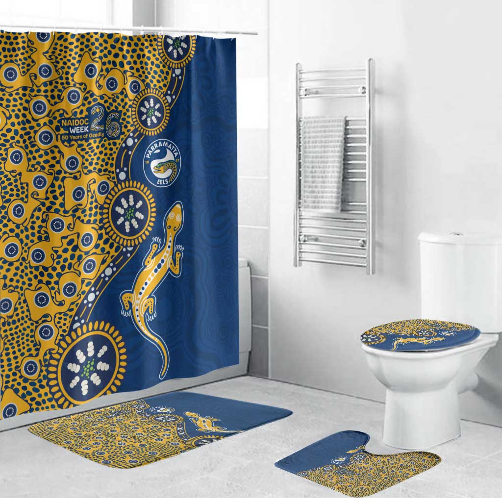 Parramatta Eels NAIDOC Week 2026 Bathroom Set Aboriginal Lizard Dot Painting - 50 Years of Deadly