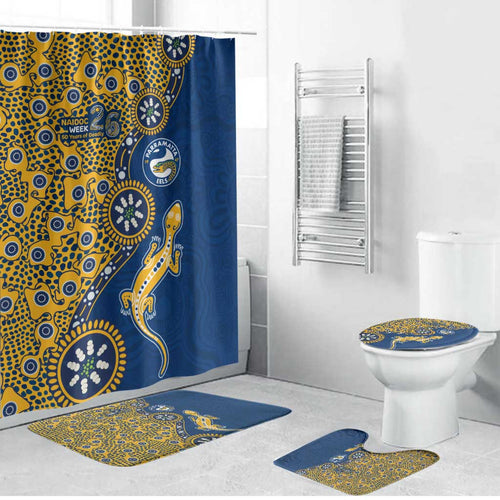 Parramatta Eels NAIDOC Week 2026 Bathroom Set Aboriginal Lizard Dot Painting - 50 Years of Deadly