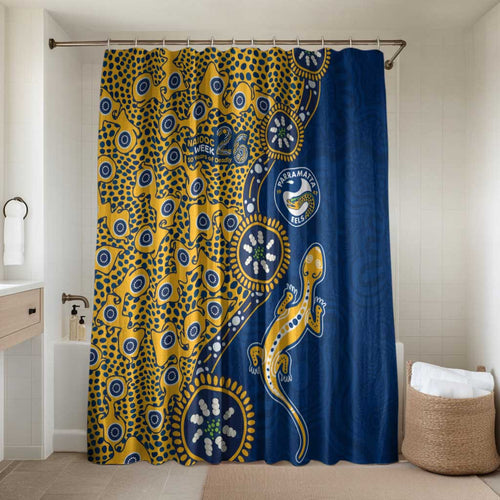 Parramatta Eels NAIDOC Week 2026 Bathroom Set Aboriginal Lizard Dot Painting - 50 Years of Deadly