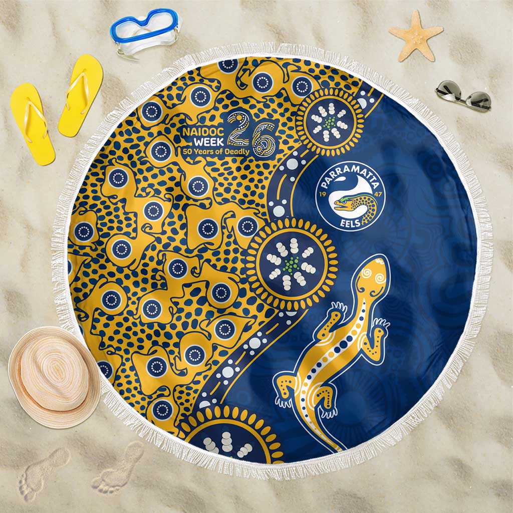 Parramatta Eels NAIDOC Week 2026 Beach Blanket Aboriginal Lizard Dot Painting - 50 Years of Deadly