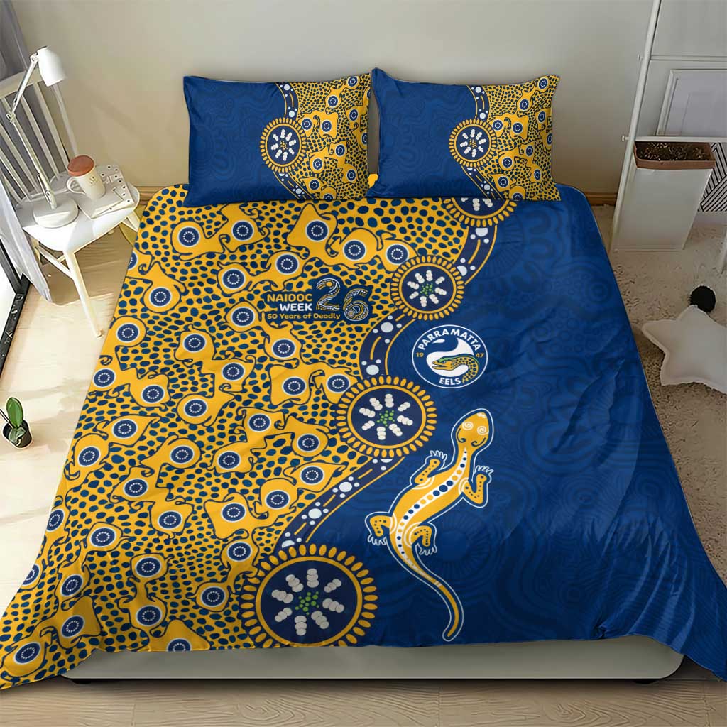 Parramatta Eels NAIDOC Week 2026 Bedding Set Aboriginal Lizard Dot Painting - 50 Years of Deadly