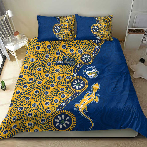 Parramatta Eels NAIDOC Week 2026 Bedding Set Aboriginal Lizard Dot Painting - 50 Years of Deadly