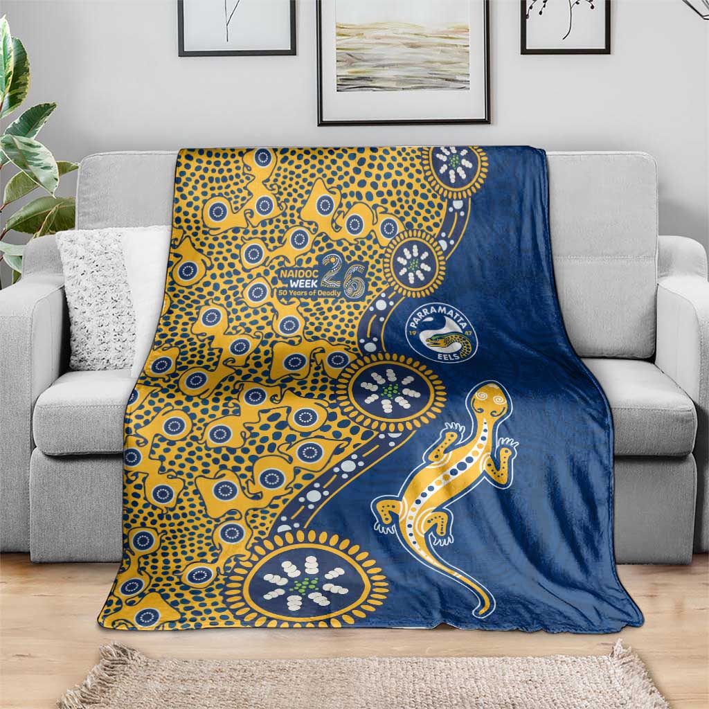 Parramatta Eels NAIDOC Week 2026 Blanket Aboriginal Lizard Dot Painting - 50 Years of Deadly