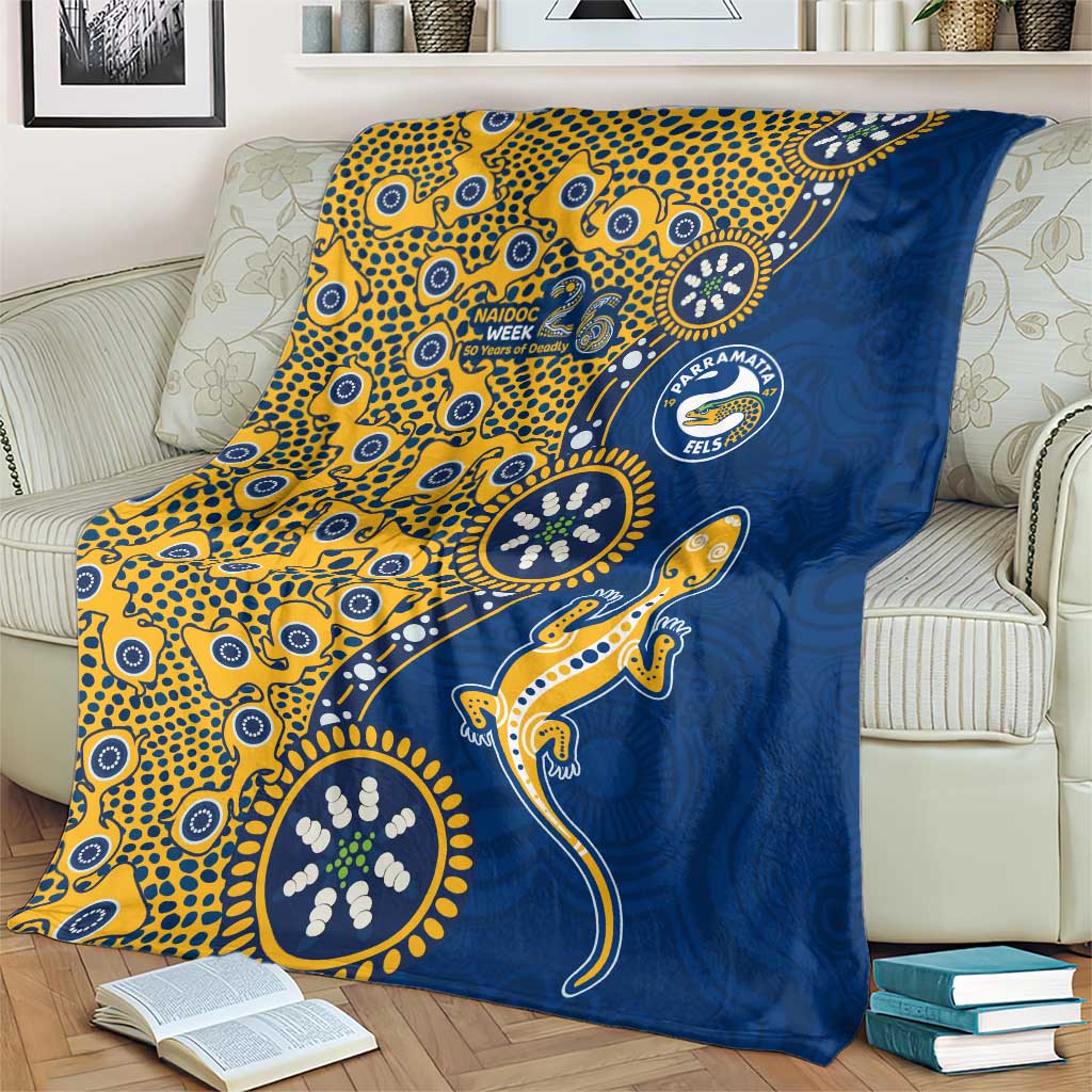 Parramatta Eels NAIDOC Week 2026 Blanket Aboriginal Lizard Dot Painting - 50 Years of Deadly