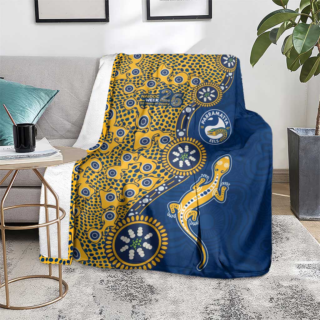 Parramatta Eels NAIDOC Week 2026 Blanket Aboriginal Lizard Dot Painting - 50 Years of Deadly