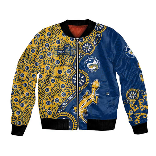 Parramatta Eels NAIDOC Week 2026 Bomber Jacket Aboriginal Lizard Dot Painting - 50 Years of Deadly