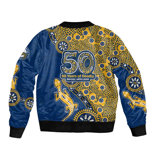 Parramatta Eels NAIDOC Week 2026 Bomber Jacket Aboriginal Lizard Dot Painting - 50 Years of Deadly