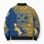 Parramatta Eels NAIDOC Week 2026 Bomber Puffer Jacket Aboriginal Lizard Dot Painting - 50 Years of Deadly