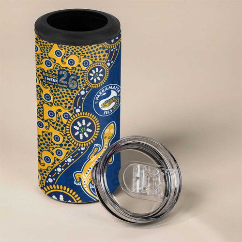 Parramatta Eels NAIDOC Week 2026 4 in 1 Can Cooler Tumbler Aboriginal Lizard Dot Painting - 50 Years of Deadly