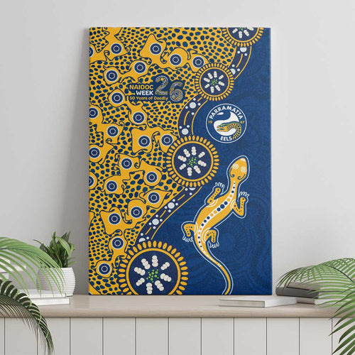 Parramatta Eels NAIDOC Week 2026 Canvas Wall Art Aboriginal Lizard Dot Painting - 50 Years of Deadly