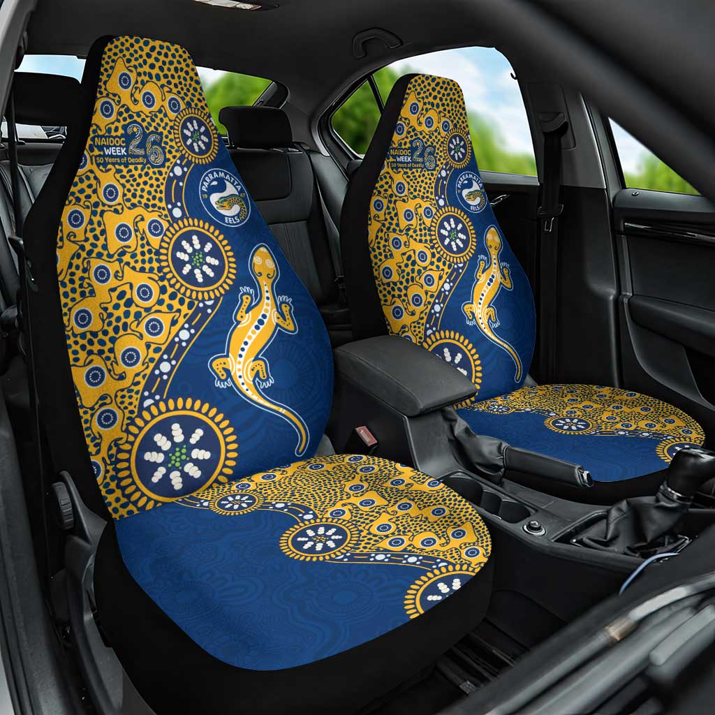 Parramatta Eels NAIDOC Week 2026 Car Seat Cover Aboriginal Lizard Dot Painting - 50 Years of Deadly