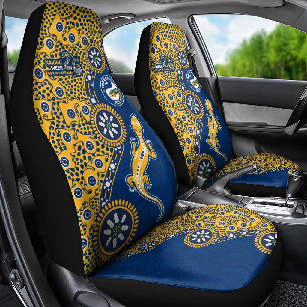 Parramatta Eels NAIDOC Week 2026 Car Seat Cover Aboriginal Lizard Dot Painting - 50 Years of Deadly