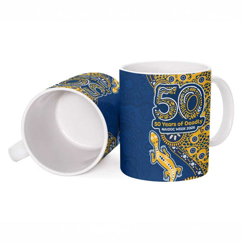 Parramatta Eels NAIDOC Week 2026 Ceramic Mug Aboriginal Lizard Dot Painting - 50 Years of Deadly